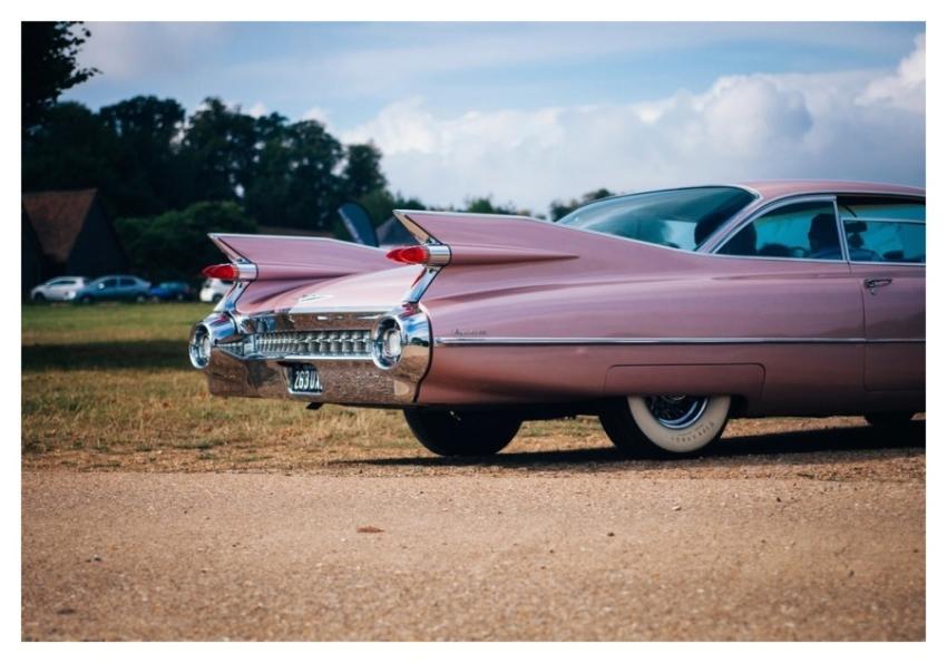 Pink vintage sport car park