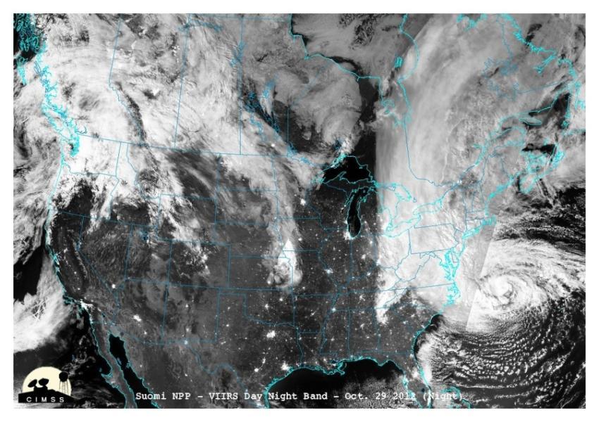 Suomi NPP Captures Night-time View of Sandy's Land