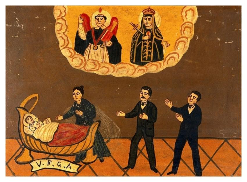 Two men woman praying health