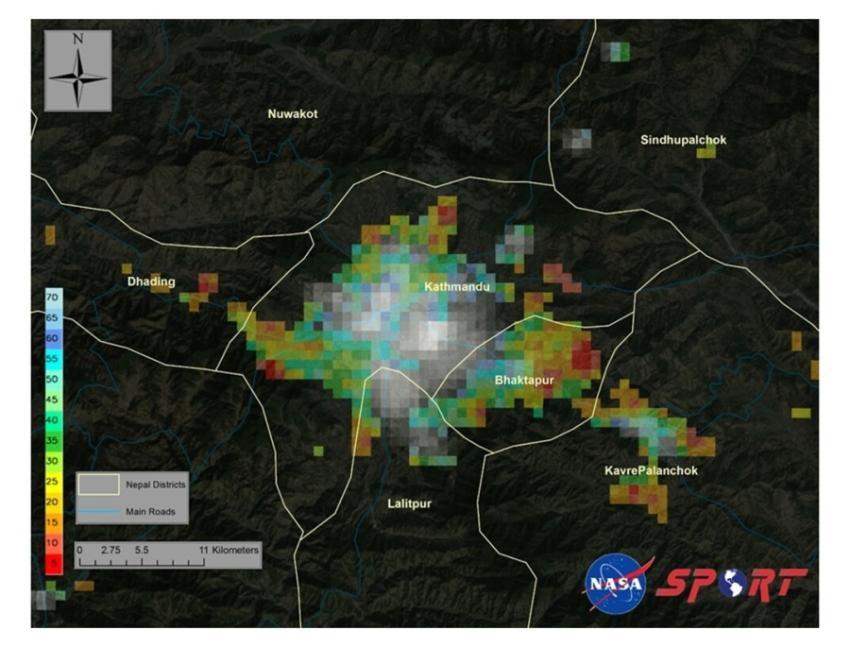 SPoRT satellite image as detected by the Visible I