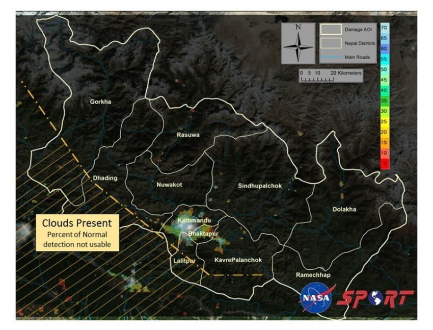 SPoRT satellite imagery of post earthquake in Nepa