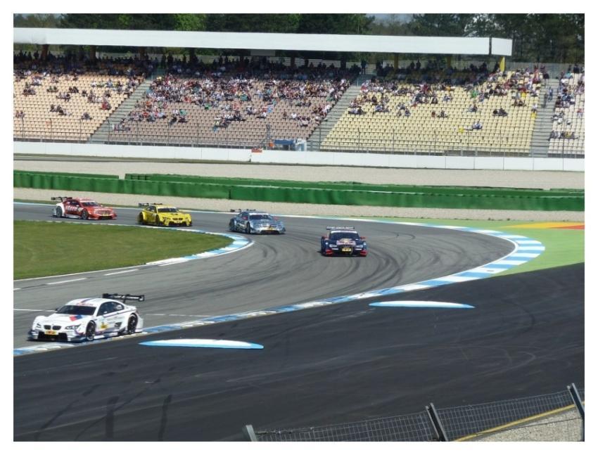 Sports cars racing track