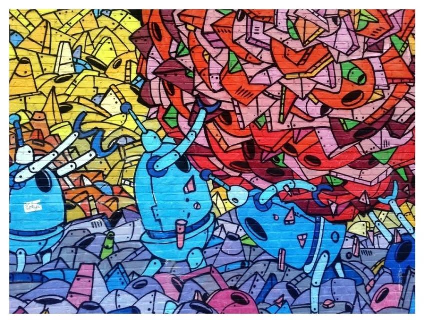 Urban graffiti, colorful street art