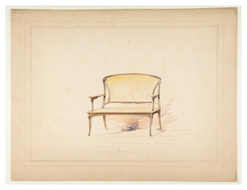 Design Art Nouveau Loveseat Caning