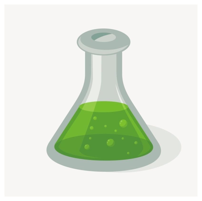 Laboratory flask clipart, education illustration