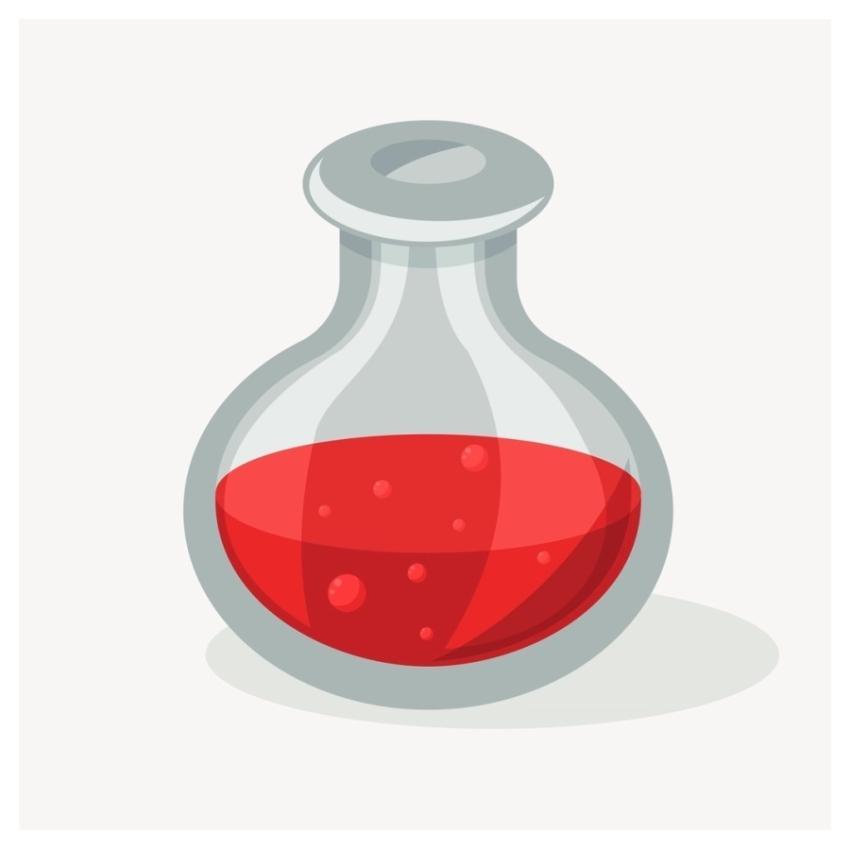 Laboratory flask clipart, education illustration