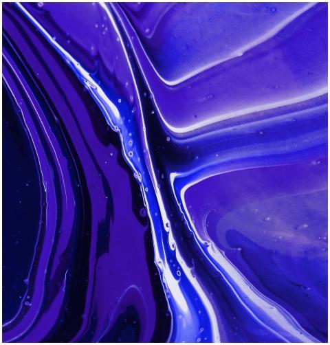 A striking abstract artwork with flowing blue liqu
