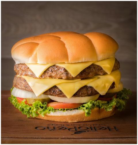 A mouthwatering double cheeseburger with fresh ing