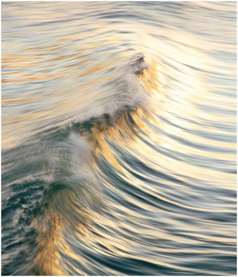 A beautiful capture of ocean waves reflecting gold