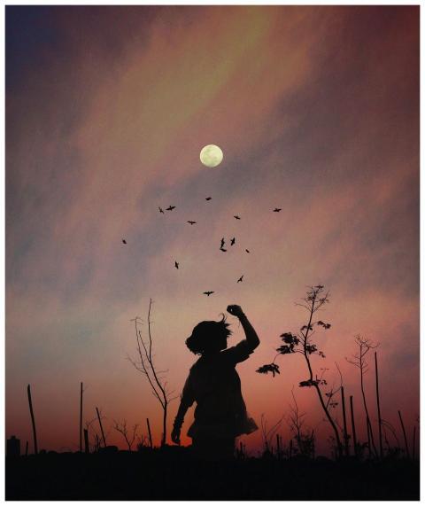 A captivating silhouette of a person at twilight w