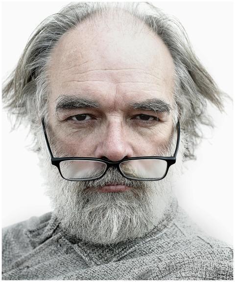 Detailed close-up portrait of an elderly man with