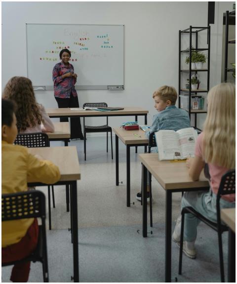Classroom scene with a diverse group of students l