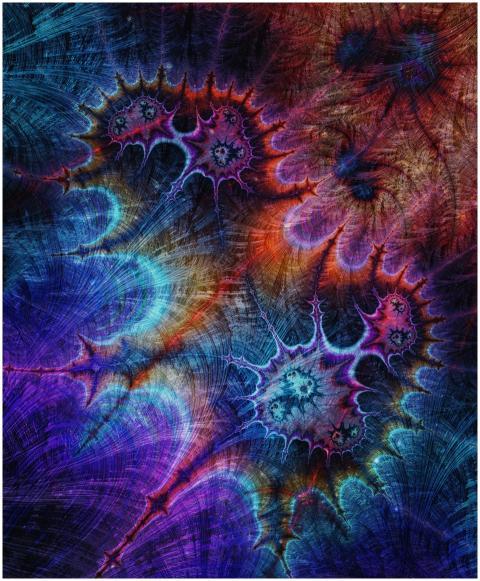 Vibrant fractal design with intricate patterns and