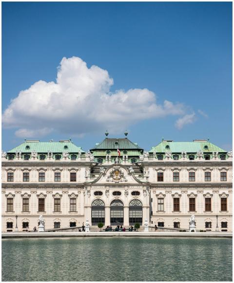Elegant view of Belvedere Palace, Vienna with blue