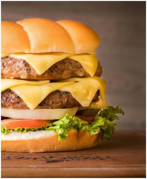 Mouth-watering double cheeseburger with fresh ingr