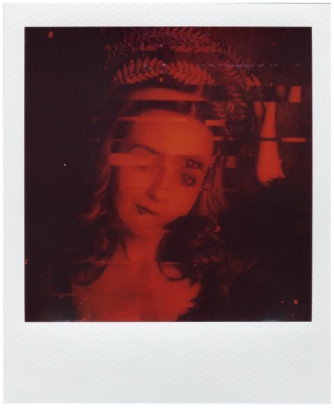 A striking abstract portrait with a red glitch eff