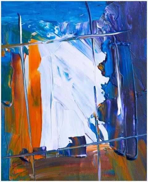 Vibrant abstract painting featuring bold colors an