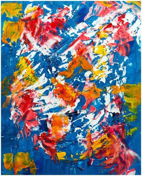 Colorful abstract acrylic painting with dynamic te