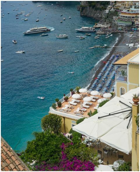 A beautiful coastal view of Positano in Italy, fea