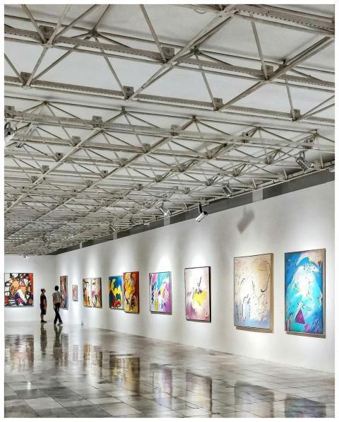 Explore a contemporary art exhibition in an elegan