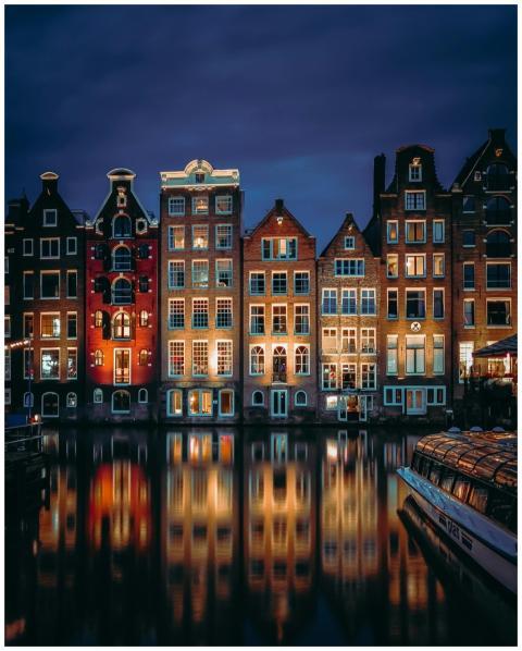Charming canal houses along Amsterdam's waterfront