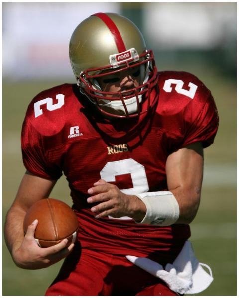 Dynamic shot of a football player in action on the