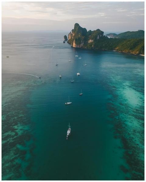 Breathtaking aerial view of Ao Nang Bay in Thailan