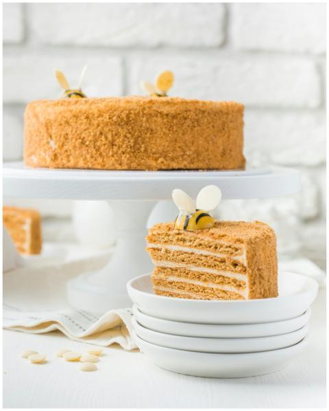 Indulge in a delicious layered honey cake, beautif
