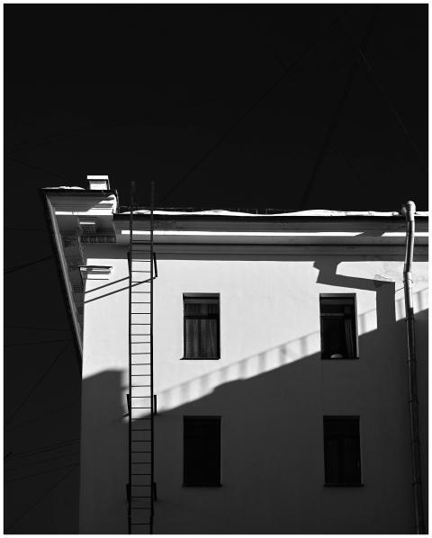 Minimalist architectural building with ladder in S