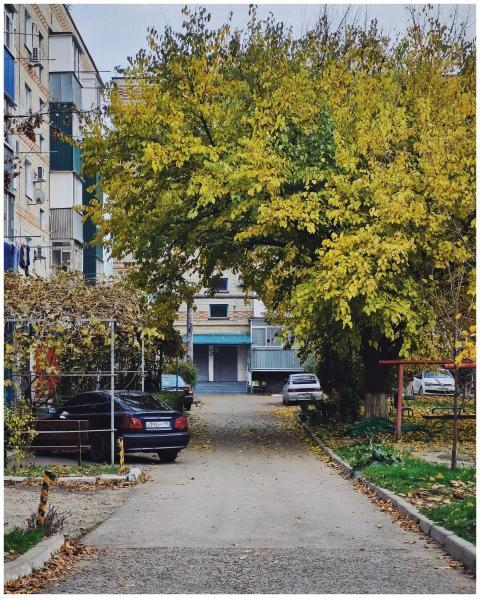 A serene urban residential area with parked cars a