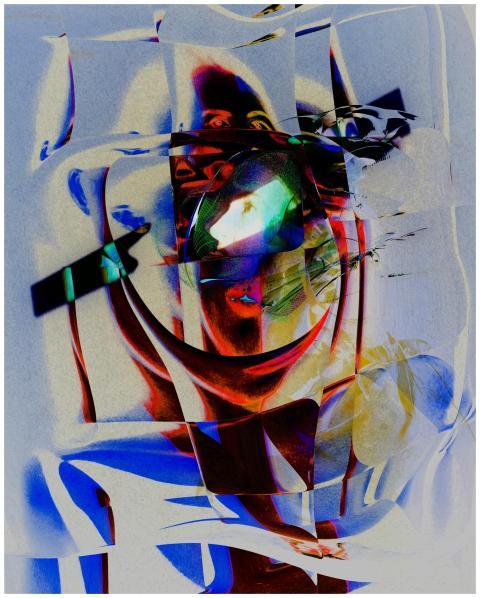 An abstract digital artwork featuring vibrant colo