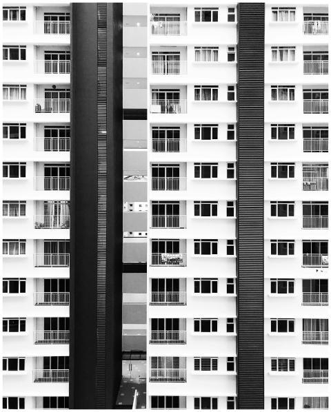 Stunning black and white photo of modern high-rise