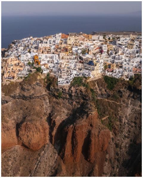 Breathtaking aerial view of Santorini's iconic cli
