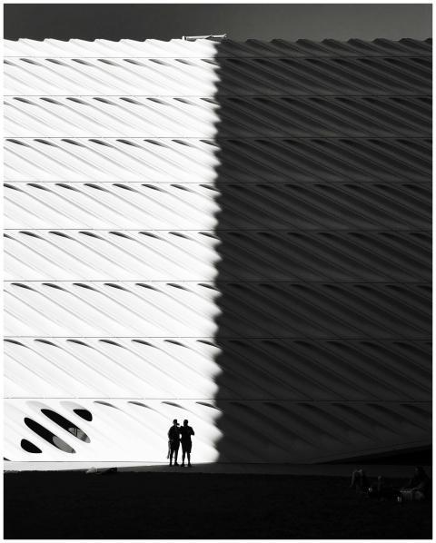 Abstract view of a geometric building silhouette a