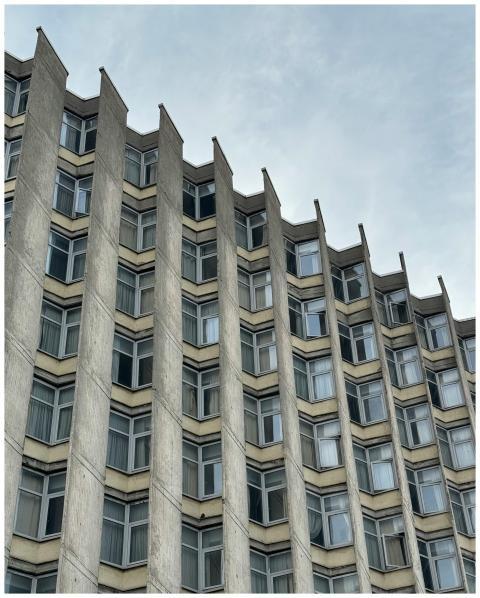 Striking brutalist facade of a building in Ankara,