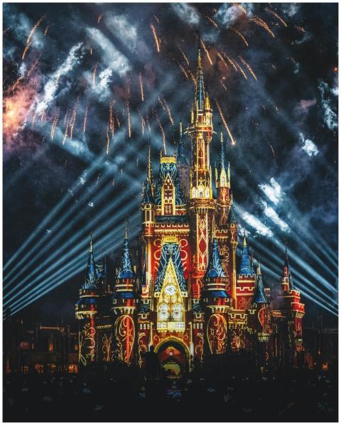 Stunning night view of an illuminated castle with