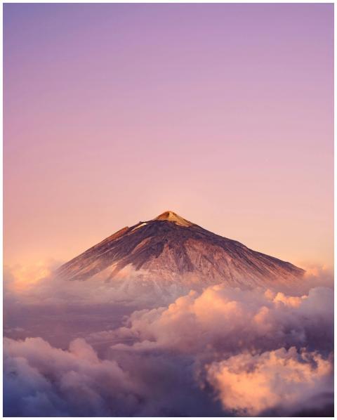 Stunning view of Mount Teide at sunrise surrounded