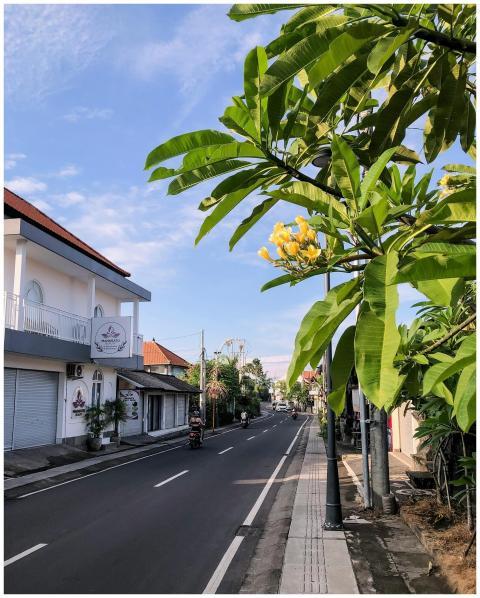 Picturesque street view in Bali, Indonesia, featur