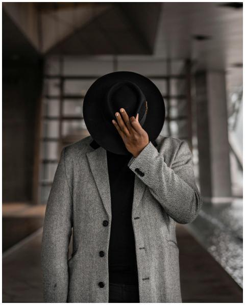 Elegant photo of a man in a formal coat and fedora