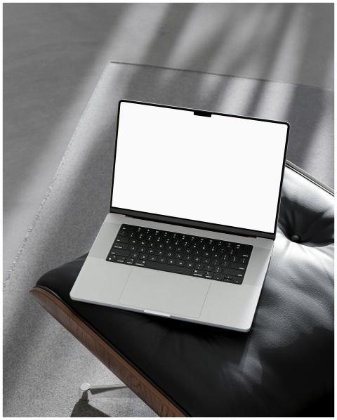 Sleek laptop with a blank screen on a contemporary