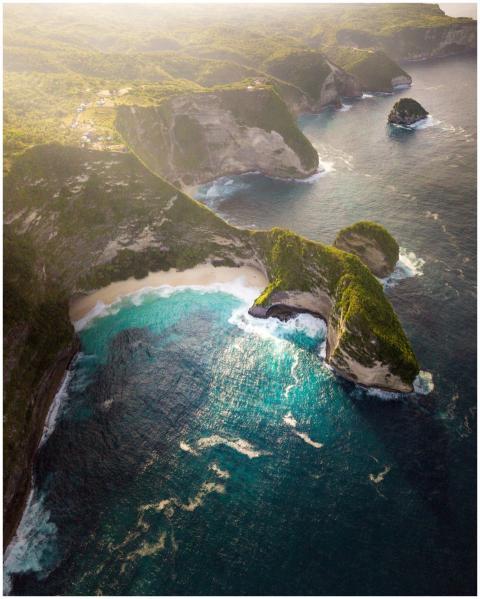 Stunning aerial view of Bali's coastline with turq