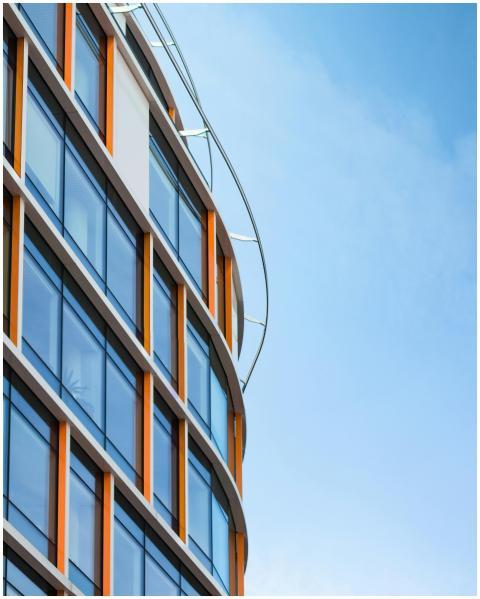 Stylish modern building exterior with glass facade