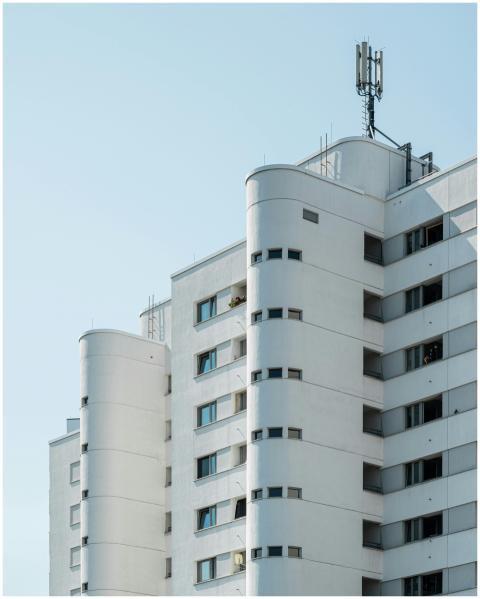 Abstract view of a modern Berlin Plattenbau with c