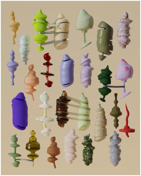 Collection of abstract shapes in diverse textures