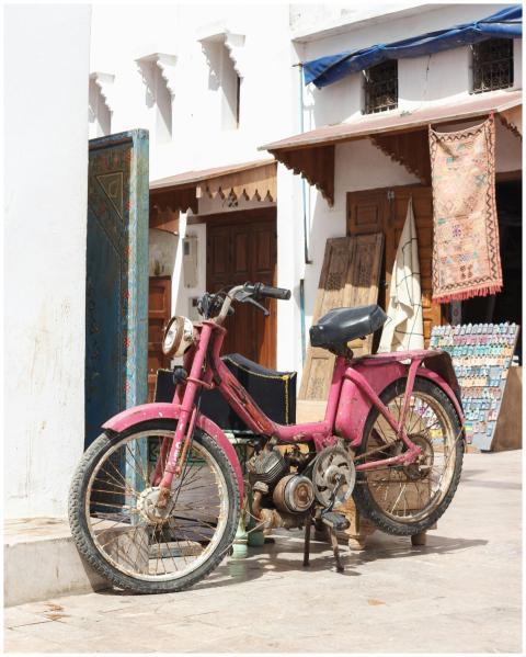 Vintage Pink Motorcycle Moroccan