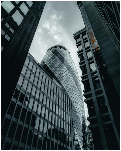 View of modern skyscrapers in London's financial d