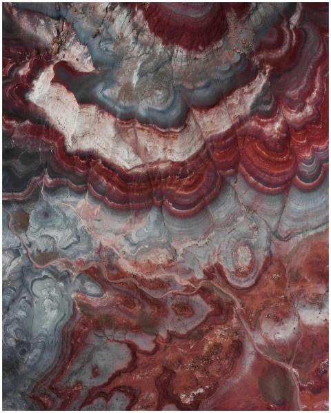Aerial view of vibrant geological patterns in Utah
