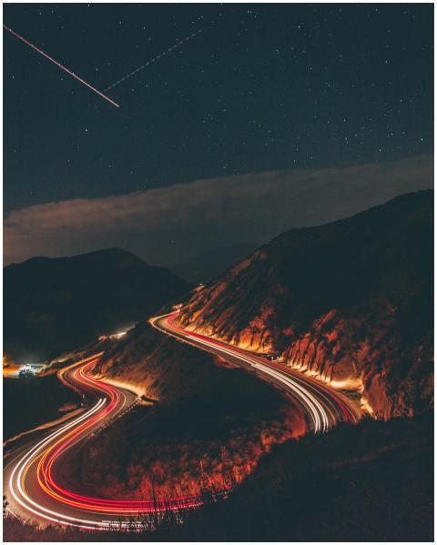 A captivating long exposure shot of a winding high
