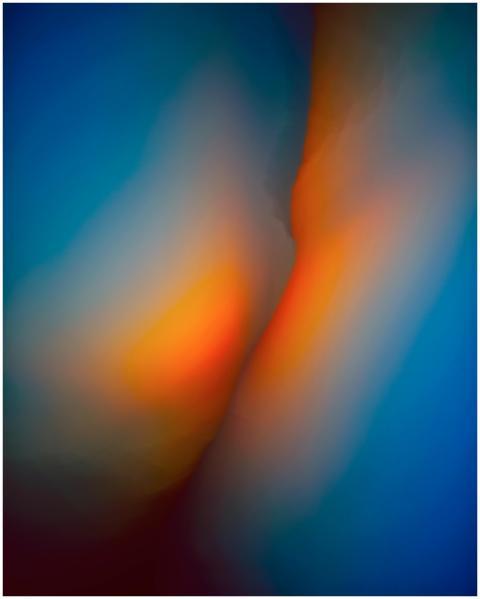 Abstract image with vibrant blue, yellow, and red