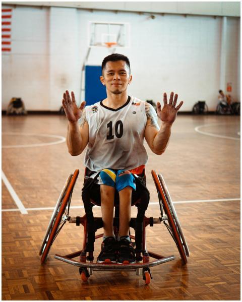Portrait of a determined wheelchair basketball ath